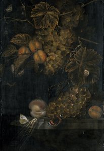 Naturaleza muerta con melocotones y uvas de Ottmar the Elder Elliger